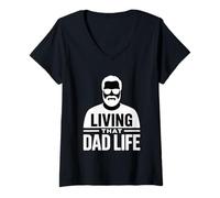 Donna Living That Dad Life Maglietta con Collo a V