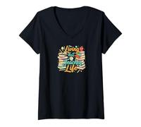 Donna Living That Teacher Life Books Apple Educator School Maglietta con Collo a V