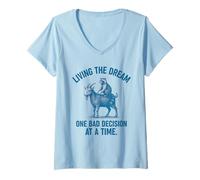 Donna Living the Dream One Bad Decision at a Time Raccoon & Goat Maglietta con Collo a V