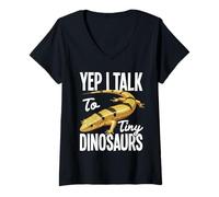 Donna Lizard Lover Rettile Mantenere Dinosauri Peter´s Banded Skink Maglietta con Collo a V