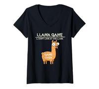 Donna Llama Gioco Don't Look At The Llama Funny Llama Maglietta con Collo a V