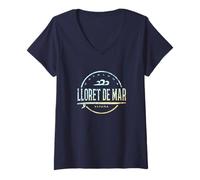 Donna Lloret de Mar España Retro Lloret de Mar Spagna Vintage Surf Maglietta con Collo a V