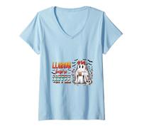 Donna LLorona Before Coffee Shirt Fantasma Floreale Divertente Halloween Maglietta con Collo a V