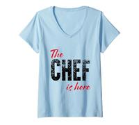 Donna Lo Chef è Qui - Divertente Maglietta con Collo a V