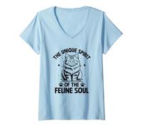 Donna Lo spirito unico dell'anima felina Amante dei gatti Feline Pet Maglietta con Collo a V