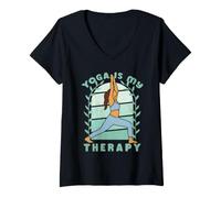 Donna Lo Yoga è la mia Terapia - Uomini e Donne Amanti dello Yoga Maglietta con Collo a V