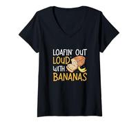 Donna Loafing out Loud with Banane Funny Baking Banana Bread Fans Maglietta con Collo a V
