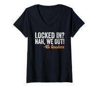 Donna Locked In We Out 4th Graders Shirt Fourth Grade Graduation Maglietta con Collo a V