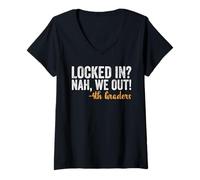 Donna Locked In We Out 4th Graders Shirt Graduation Fourth Grade Maglietta con Collo a V