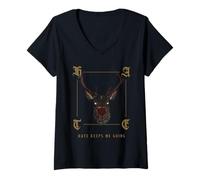 Donna L'odio Mi Fa Andare avanti (Deer Graphic) Maglietta con Collo a V