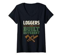 Donna Logger Humor Logging Identity Logger Sono Un Regalo Diverso Maglietta con Collo a V
