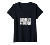 Donna Logica Colore Grigio > Grafica Grigio Sentimenti Maglietta con Collo a V