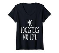 Donna Logistica Amante Supply Chain Magazzino Trasporto Planner Maglietta con Collo a V