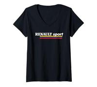 Donna Logo Auto Renault Sport Anni '80 retrò Maglietta con Collo a V