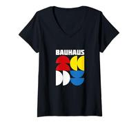 Donna Logo Bauhaus dal 1919-100 Anni di Scuola di Design Bauhaus Maglietta con Collo a V