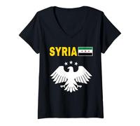 Donna Logo della Siria, Siria, Bandiera della Siria libera, Siriano. Maglietta con Collo a V