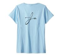 Donna Logo Firmato Scritto a Mano con Colore Nero Maglietta con Collo a V