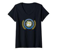 Donna Logo George Clinton Atomic Dog Crest Maglietta con Collo a V