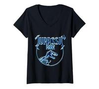 Donna Logo Jurassic Park Merchandising Jurassic PARC Maglietta con Collo a V