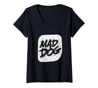 Donna Logo Mad Dog Maglietta con Collo a V