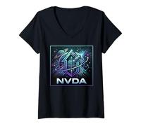 Donna Logo NVDA Headed for Space Maglietta con Collo a V