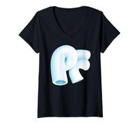 Donna Logo Paul Frank White Bubble PF Maglietta con Collo a V