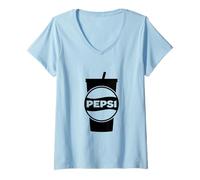 Donna Logo Pepsi Ice Cold Retro Snow Grafica Fresca e Fresca Maglietta con Collo a V