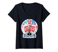 Donna Logo retrò Best of British Motor Heritage Rover Maglietta con Collo a V