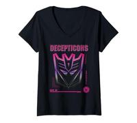 Donna Logo Transformers Decepticons Gen 01 Maglietta con Collo a V