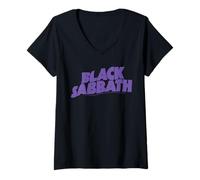 Donna Logo ufficiale Black Sabbath Maglietta con Collo a V