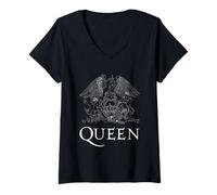 Donna Logo ufficiale Queen Classic Crest bianco Maglietta con Collo a V