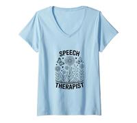 Donna Logopedista Boho Floreale Patologia del linguaggio SLP Maglietta con Collo a V