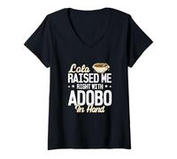 Donna Lola mi ha sollevato a destra con Adobo in mano divertente Adobo Amanti Maglietta con Collo a V