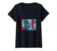 Donna London Souvenir Union Jack Metropolitana Maglietta con Collo a V