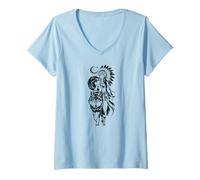 Donna Lone Wolf Moon Howling Wolf Girl Wolves Howl Indian Native Maglietta con Collo a V