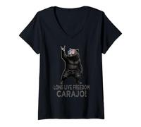 Donna Long Live Freedom Carajo Grizzly Orsetto Gonna Gesture Grizzly Maglietta con Collo a V