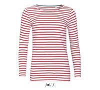 Donna Longsleeve T-Shirt Russo Marino Estate Bretagna Tricot Rockabilly Vintage