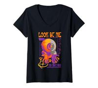 Donna Look at Me - Urban Streetwear Statement Maglietta con Collo a V