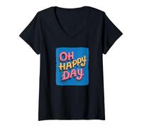 Donna Look Vibrante Oh Happy Day Maglietta con Collo a V