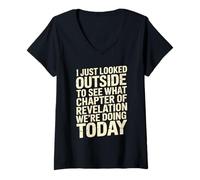 Donna Looked Outside to See What Revelation Chapter It Is Maglietta con Collo a V
