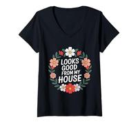 Donna Looks Good from My House Carpenter Construction Joke - Maglietta con Collo a V