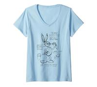 Donna Looney Tunes Bugs Bunny Drawing Instruction Line Art Light Maglietta con Collo a V