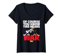 Donna Looney Tunes Bugs Daffy This Means War Maglietta con Collo a V