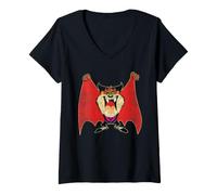 Donna Looney Tunes Halloween Spooky Taz Vampire Maglietta con Collo a V