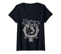 Donna Lord of The Rings Gimli Frame Maglietta con Collo a V