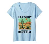 Donna Lord Willin' e il Creek non sollevano il cactus del deserto occidentale Maglietta con Collo a V