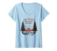 Donna Lord Willing e Il Creek Non Aumentano la Fede Country Vintage Maglietta con Collo a V