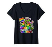 Donna L'orgoglio Non va mai estinto T-Rex Gay-Saurus Maglietta con Collo a V