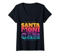 Donna Los Angeles California Dreaming Shirts, Santa Monica Beach Maglietta con Collo a V