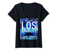 Donna Los Angeles Sunset Boulevard Santa Monica Maglietta con Collo a V